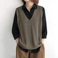 thumbnail image 6 of Womens Loose Sweater Vest Hollow Crochet V Neck Pullover Tank Tops Light Weight Sleeveless Casual Knitted Vest Green, Free Size, 6 of 6