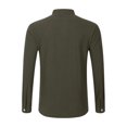thumbnail image 4 of ZCFZJW Mens Cotton Linen Henley Shirts Long Sleeve Casual Shirt Summer Beach Hippie T-Shirt Band Collar Shirt with Chest Pocket Army Green M, 4 of 8
