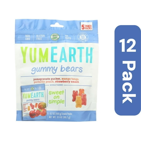 YumEarth Gummy Bears Snack Pack 3.5 oz (Pack Of 12)