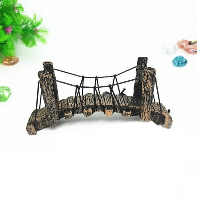 Cqxid Desktop Dress Up Under $10 Home & Garden Desktop Ornament Exquisite Aquarium Scenery Decoration: Simulation Suspension Bridge Resin Rope Bridge Ornament Creating Natural Beauty