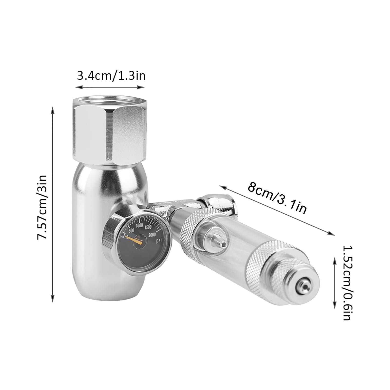 BIMZUC Aquarium CO2 Pressure Regulator with Check Valve and Bubble Counter, Precise CO2 Control Single Gauge for Fish Tank Plants, Silver (5.91 in / 15 cm)