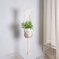 thumbnail image 3 of Cesta colgante de estilo bohemio tejida a mano Cesta colgante con palo Decoración para colgar en la pared del hogar, 3 of 8