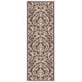 thumbnail image 2 of Safavieh Courtyard Dara Damask Indoor/Outdoor Runner Rug, Chocolate/Natural, 2'3" x 6'7", 2 of 9