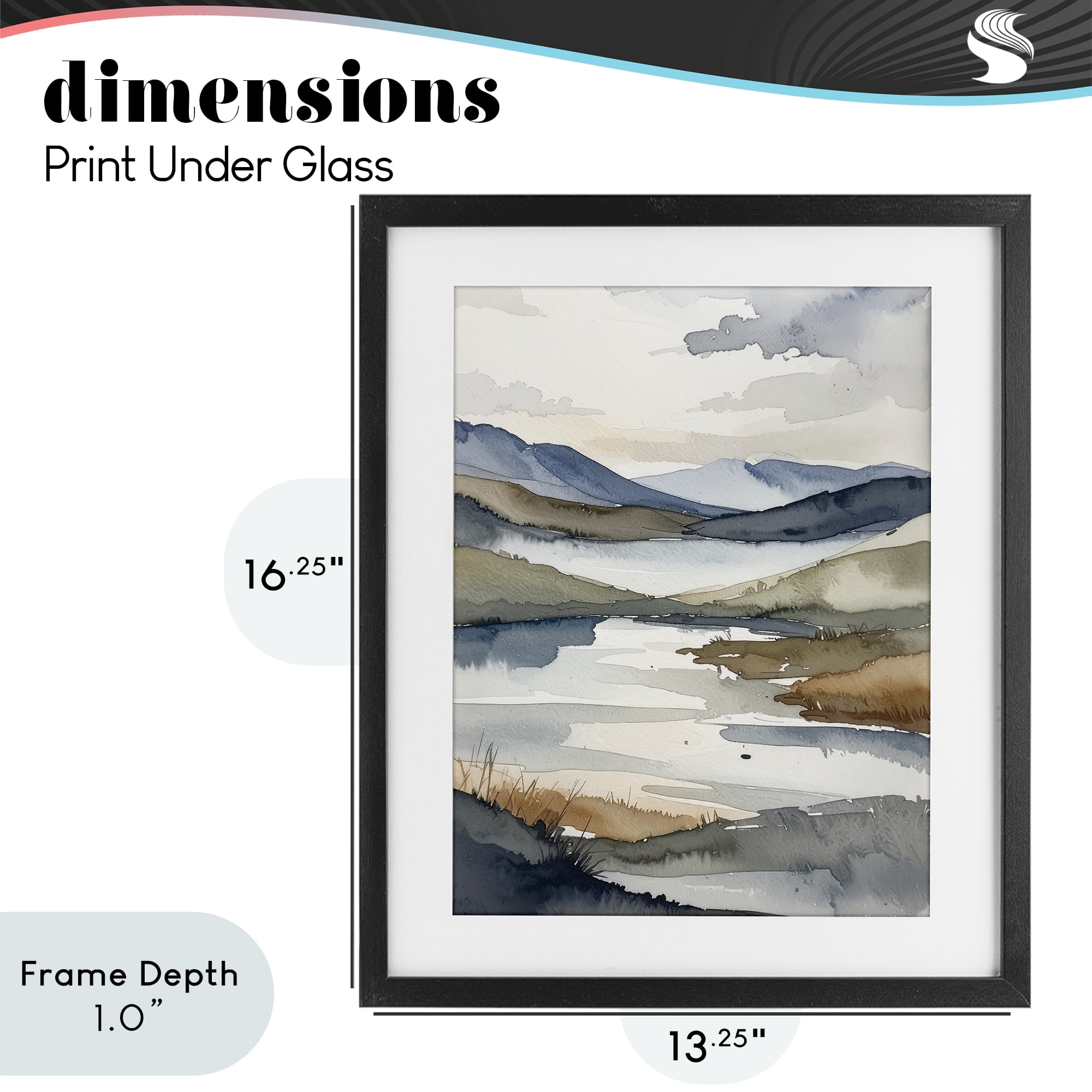 Stupell Industries Flow Of Water Pond Black Framed Print Under Glass, design by Alonza Saunders