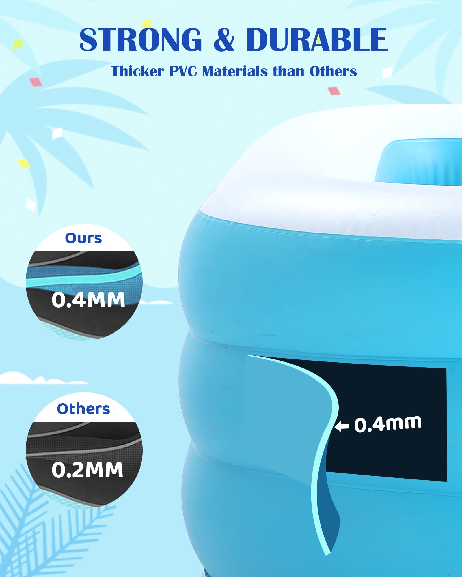 Naipo Inflatable Swimming Pool Fmaily Inflatable Pool Full-Sized Blow Up Pool 120''*72''*22'' for Baby Kids Adults Outdoor Backyard Summer Water Party