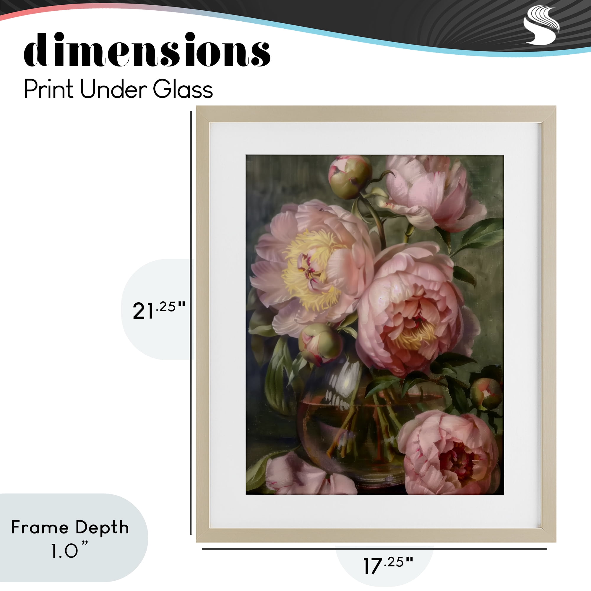 Stupell Industries Pink Peonies in Glass Vase Birch Framed Print Under Glass, design by LSR Design Studio