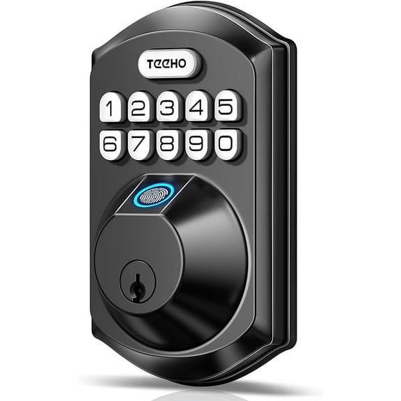 TE002 Fingerprint Door Lock - Keyless Entry Door Lock - Electronic Keypad Deadbolt - Smart Locks for Front Door - Auto Lock - Easy Installation - Satin Nickel