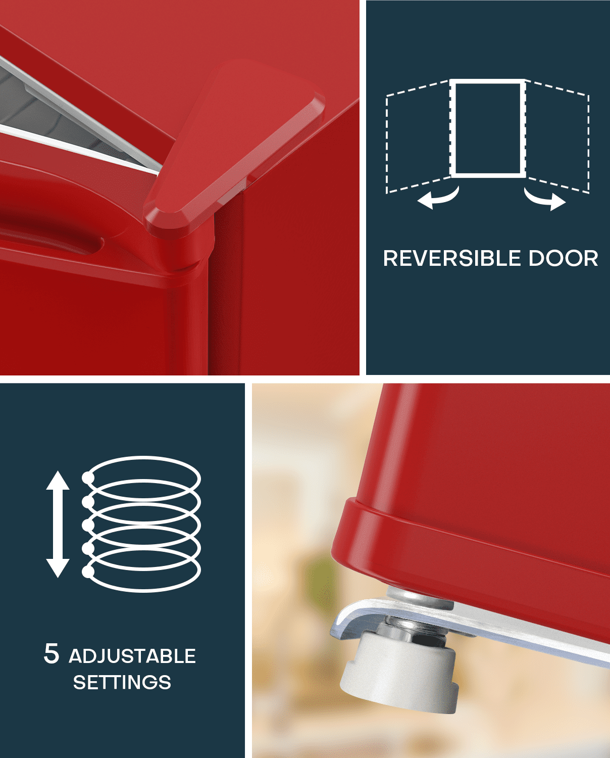 Upstreman 1.7 Cu ft Mini Fridge with Freezer Single Door Compact Refrigerator, Low Noise, Energy Saving, Adjustable Temperature, Reversible Door, for Home Office Dorm, Red FR17