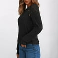 thumbnail image 3 of Womens Tops Lace Long Sleeved Round-Neck Solid Color Patchwork T-Shirt Pullover Blouse Black S,Blouse for Women, 3 of 5