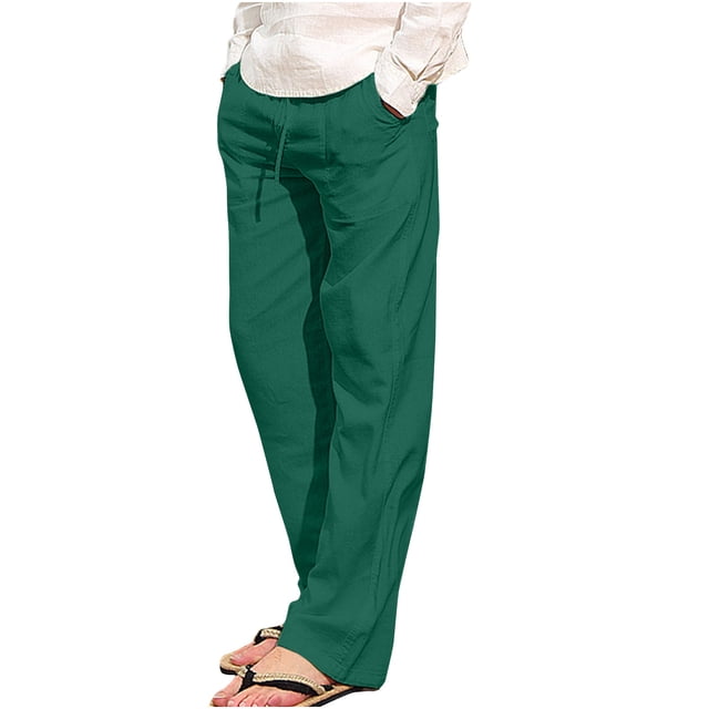 Dagugfen Pants for Men Straight Leg Elastic Waist Drawstring Loose Comfy Casual Workout Running Pants