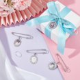 thumbnail image 2 of 1 Set 8 Sets DIY Pin Brooch Making Kit Blank Stainless Steel Oval Clear Glass Cabochons Wedding Bouquet Photo Brooch Making Kit for Photo Charm Wedding Party, 2 of 6