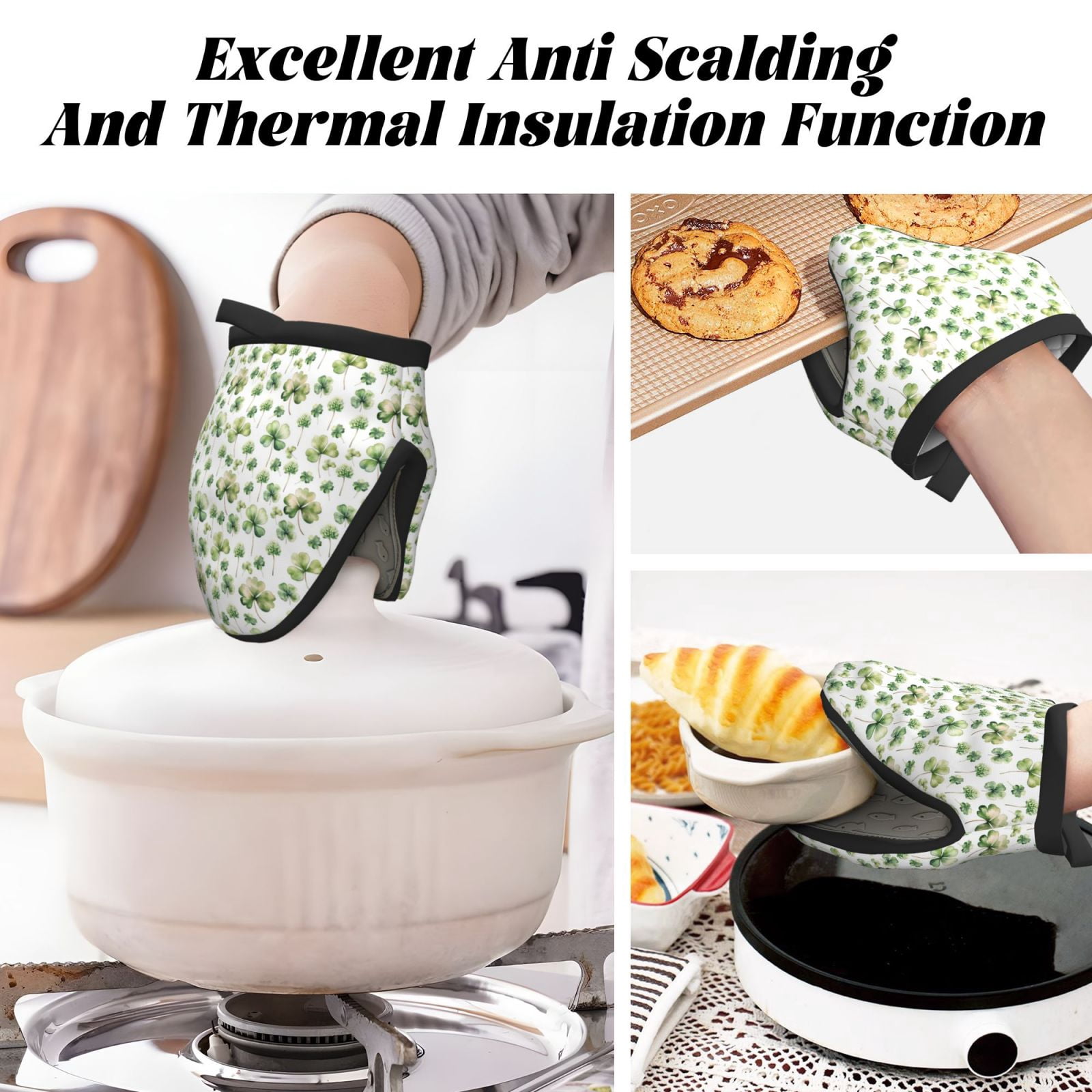 Vsdgher St Patrick's Day3 Non-Slip Mini Oven Mitt Set, Short Oven Mitts for Baking Grilling Barbecue Microwave, 5.9"x5.9"in