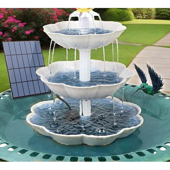 Solar Bird Bath Fountain with 3 Tiered Bird Bath, DIY Detachable 3.5W Decorative Water Features Fountain, Suitable for Bird Bath, Garden Decoration, Outdoor Bird Feeder