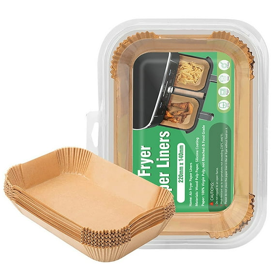 dfutuy Air Fryer Liners Disposable, 100PCS Non-stick Air Fryer Paper Liners, Baking Paper for Air Fryer Oil-proof, Water-proof, Food Grade Parchment for Baking Roasting Microwave (8.6x5.5'')