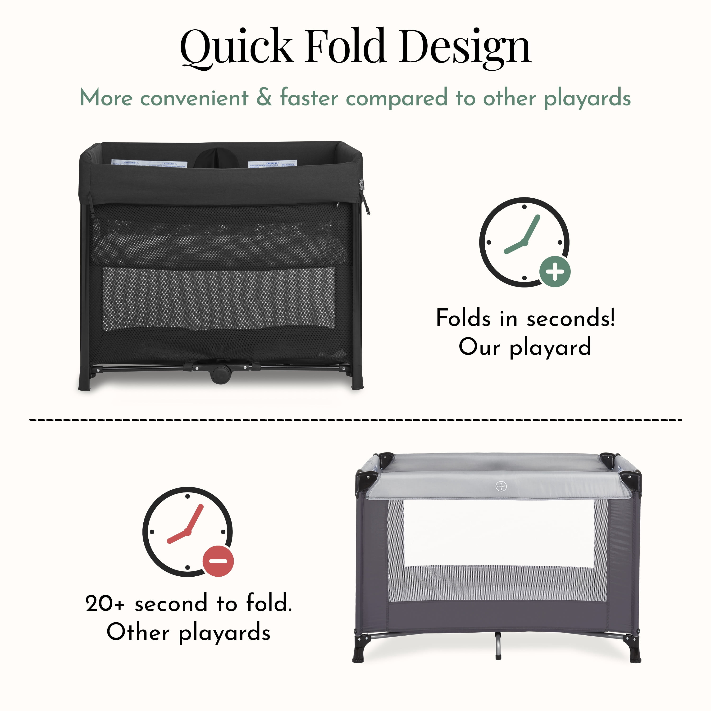 Parc portable Evolur Zane | Pour les déplacements - Parc pliable instantanément, noir