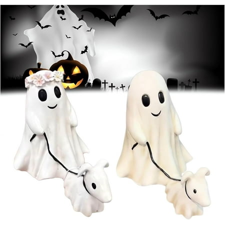 

Hot Sale Toys Ghost Walking His Ghost Dog 2024 Upgrade Cutest Ghost Walking Dog Statue Scary Halloween Spooky Decorations Standing Ghosts Figurines Front Porch Decor Outdoor Yard Halloween Decoration