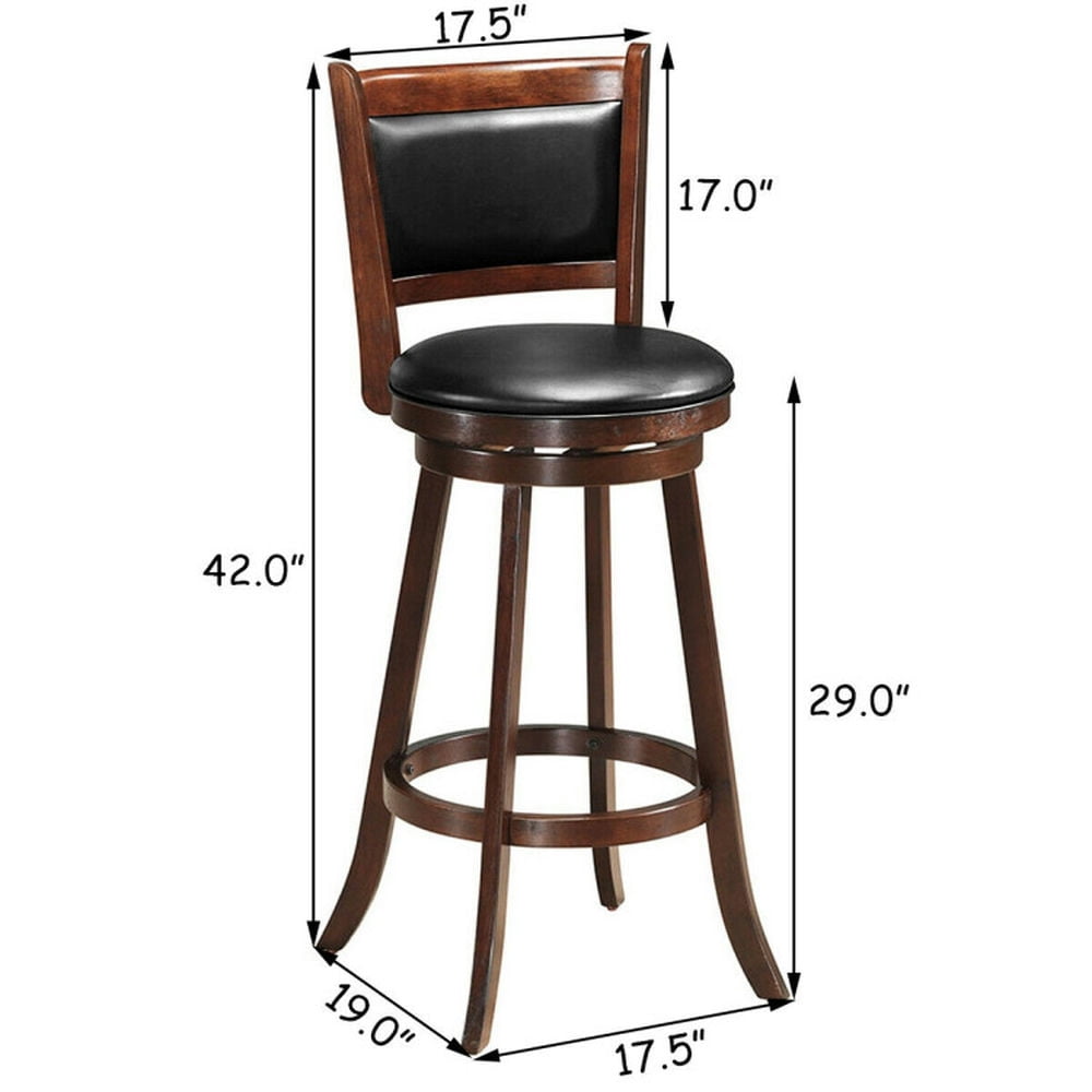 Demi Bonn 29" Swivel Counter Height Bar Stools, Wooden Upholstered Dining Chair with Backrests, Brown