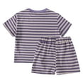thumbnail image 3 of yillto Boys Cotton Sets Short Sleeve Striped Shirts Tops and Loose Shorts 2 Piece Summer Clothes, 3 of 7