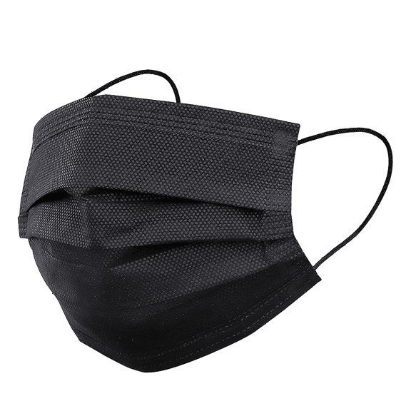 Ezzimed Biodegradable Disposable Face Mask, Fully Compostable, Plant based Black, 50 Masks