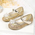 thumbnail image 6 of VeFlora Girls Dress Shoes, Glitter Princess Shoe, Flower Mary Jane Low Heels, Party Wedding Prom Footwear for Toddler Kids(Gold/5.5-6 Years Little Child), 6 of 8