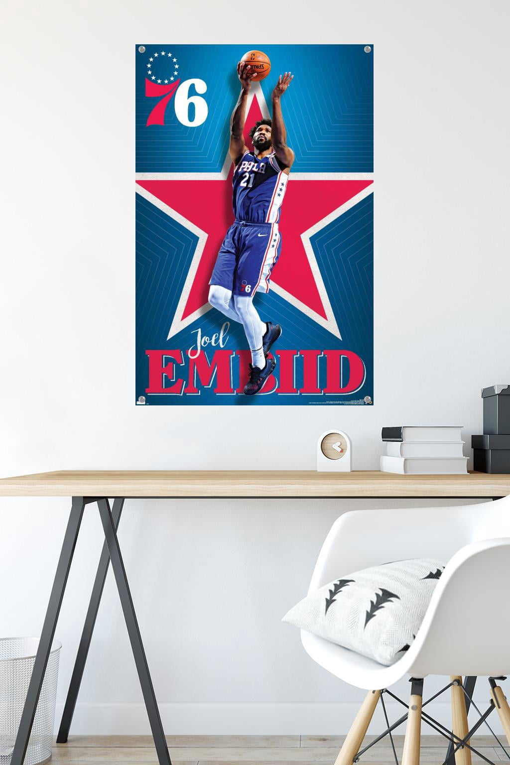 NBA Philadelphia 76ers - Joel Embiid 20 Wall Poster with Pushpins, 22.375" x 34"