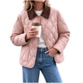 thumbnail image 2 of Xdegoge Quilted Barn Jacket for Women Lightweight Corduroy Collar Button Front Puffer Jacket Fall Winter Casual Outerwear with Pockets Pink M, 2 of 9