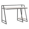 thumbnail image 3 of Meard Metal Writing Desk with USB Ports, Antique White and Matte Black, 3 of 8
