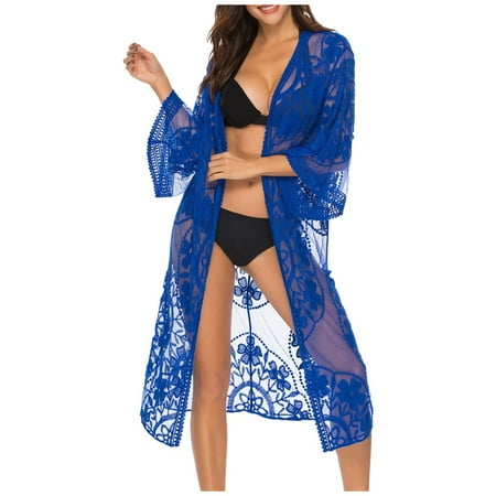 Women s Swimwears Cover-Ups Lace Bikini Cover Up Kimono Sheer Beach Shawl For Vacation Sun Female Stylish Summer Beachwear