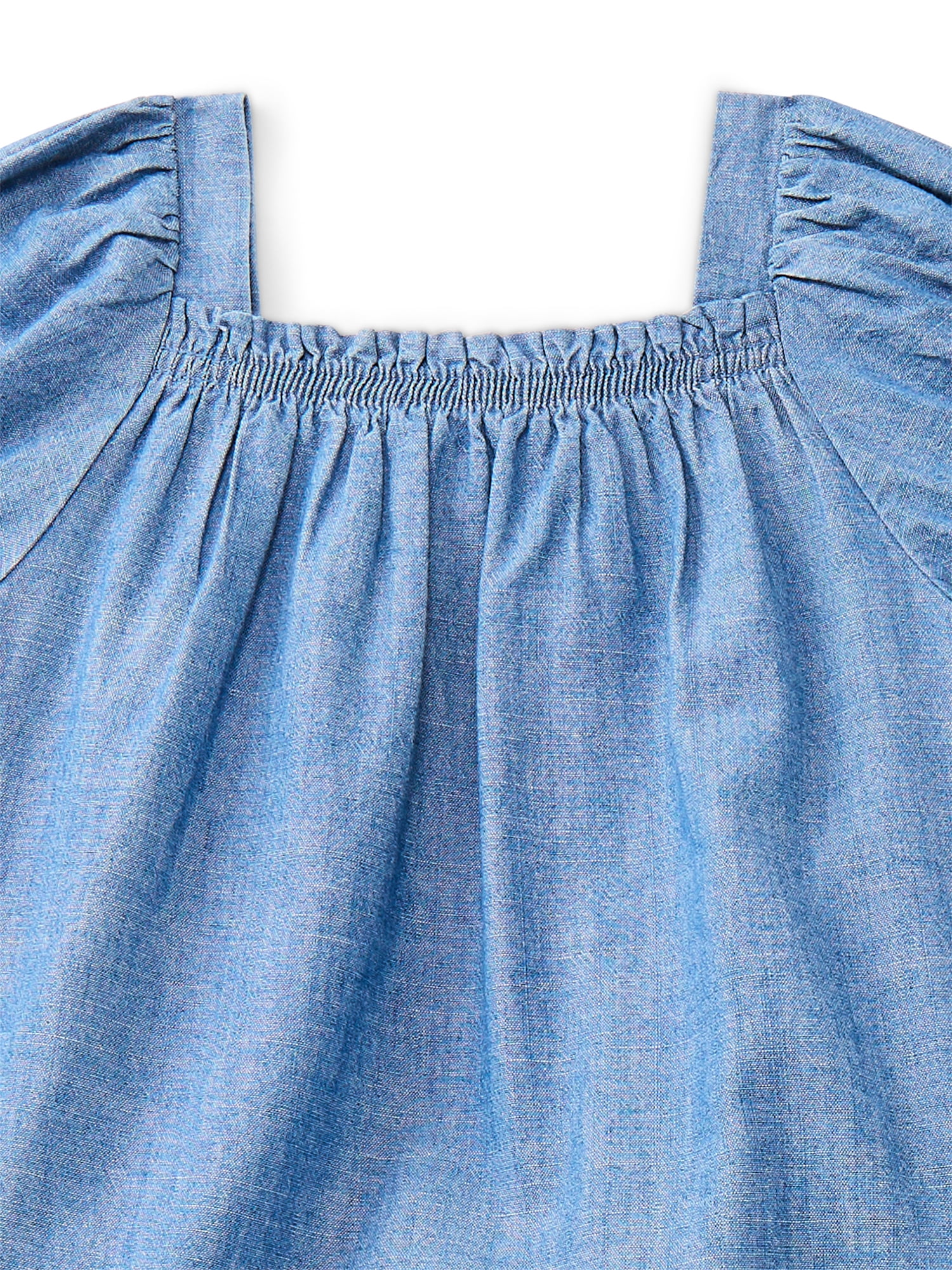 Wonder Nation Toddler Girls' Denim Top and Wide Leg Pants Set, 2-Piece, Sizes 12M-5T