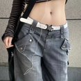 thumbnail image 3 of Ins style spicy girl high-end jeans star women's belt trendy american retro personality Waist Pants., 3 of 5