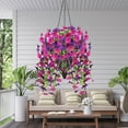 thumbnail image 6 of 3 Pack Artificial Morning Glory Flowers, UV Resistant Hanging Artificial Morning Glory Vine, Silk Fake Plants Hanging Basket for Spring Outdoor Wedding Yard Garden Decor, H, 6 of 10