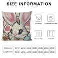 thumbnail image 5 of Chilfamy  Easter Bunny Decorative Throw Pillow Covers , Rabbit Chick Eggs Carrot Daisy Flower Porch Outdoor Home Decor, Pink Plaid Check Stripes Polka Dots Farmhouse Couch Cushion Case，Multi-Size, 5 of 5