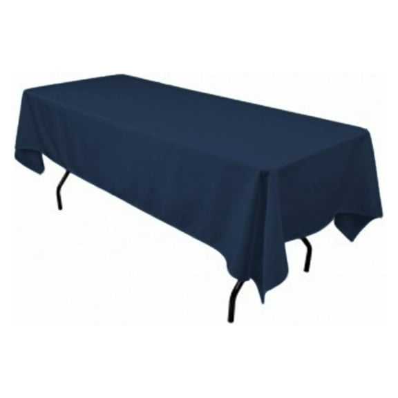 Exlonjet, 60" Wide by 90" Long Rectangular Polyester Poplin Tablecloth, Navy Blue