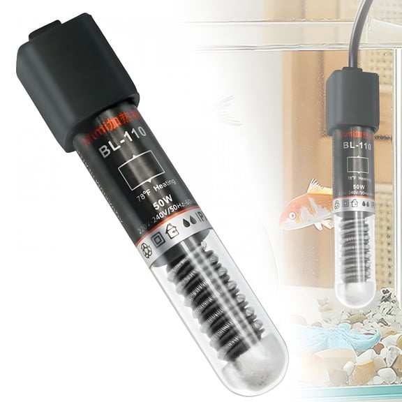 HIBIBUD Mini Aquarium Heater,50W Small Fish Tank Heater 50 Watt,Turtle Tank Heater for 6-10 Gal Tanks,Aquarium Heater 10 Gallon Tank Dry-Run/Overheating Protection and Memory Function