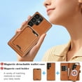 thumbnail image 6 of TECH CIRCLE 3-in-1 Phone Case for Galaxy S25 Ultra 6.9" (2025), Magnetic Flip Wallet Case with Detachable Magnetic Back Cover and PU Leather Card Holder, Compatible with MagSafe Accessory, Brown, 6 of 7