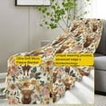 thumbnail image 3 of Highland Cow Floral Blanket, Rustic Animal-Themed Fleece Throw with Highland Cattle and Flowers, Soft Cozy Lightweight Blanket, for Farmhouse Decor Lovers, 60x80 in,Decor, 3 of 6
