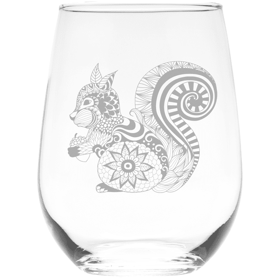 C&M Personal Gifts Squirrel 17 oz Stemless Wine Glass (Style S1)
