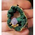 thumbnail image 5 of Natural Green Geode & Amethyst Gold Necklace NGGAGN, 5 of 10