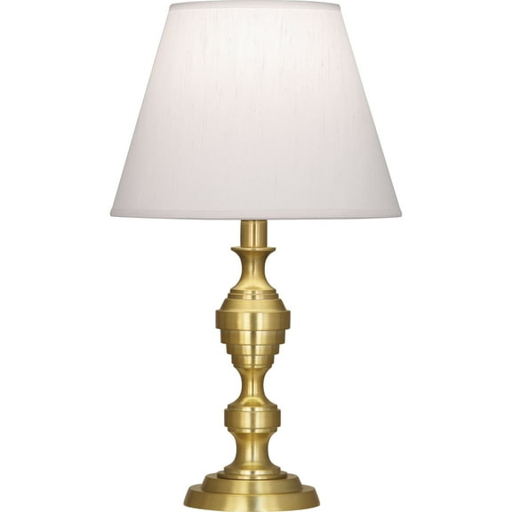 Modern Brass Accent Lamp with Dupioni Fabric Shade - Tiered Candlestick Design, Full Range Dimmer, UL Listed for Dry Locations