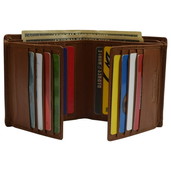 RFID Blocking Genuine Leather Dual Credit Card Case ID Flap Bifold Mens Wallet Passcase