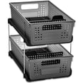 thumbnail image 2 of madesmart 4 Pack of 2-Tier Organizers, Carbon, Slide-Out Storage Bins with Dividers for Home and Bath, 2 of 5