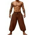 thumbnail image 5 of ZACPNCV Mens Bohemian Style Linen Like Beach Pants Elastic Drawstring Waist Relaxed Fit with Pockets for Hippie Casual Look, 5 of 9