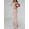 thumbnail image 2 of Arvbitana Women 2Pcs Solid Color Outfits Sleeveless Rib Cropped Tank Tops and Elastic Waist Flared Pants Sets Summer Casual Clothes Streetwear, 2 of 5