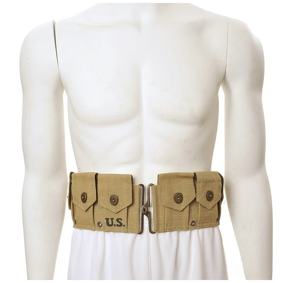 World War Supply M1 Garand Cartridge Belt M1923 Khaki Cotton Fits Up to 49 Inch Waist