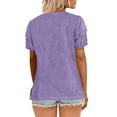 thumbnail image 6 of Womens Tops Plus Size Women's Casual Solid Round Neck Pullover Short Sleeved Top, 6 of 7