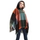 thumbnail image 1 of Capa con capucha a cuadros para mujer, poncho, capa con capucha, chal con borlas, 1 of 6