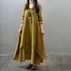 thumbnail image 5 of Vestido largo de algodón y lino informal de dos piezas falsas de corte holgado para mujer y niña Scienceny FS9904-18, 5 of 7