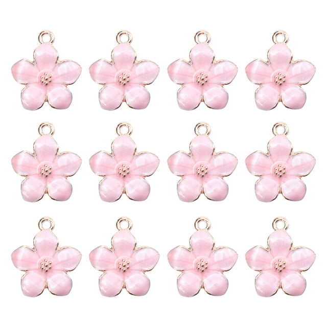 Shisuyan 30Pcs Metal Alloy Flower Pendant Flower Charm Jewelry Making Findings Accessory