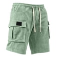 thumbnail image 4 of XDZJLR Big And Tall Men'S Shorts Cargo Summer Casual Solid Waffle Knit Shorts Lightweight Breathable Shorts With Pockets And Drawstring Hiking Shorts Light Green S, 4 of 4