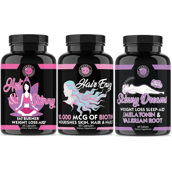 Hot & Skinny Weight Loss Fat Burner, Hair Envy 10,000 MCG Biotin, Skinny Dreams Weight Loss Sleep Aid
